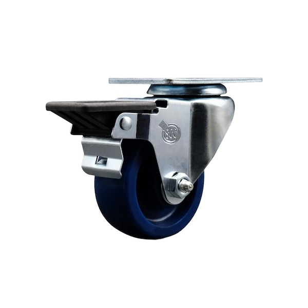 3'' Solid Poly Wheel Swivel Top Plate Caster Posi Brake